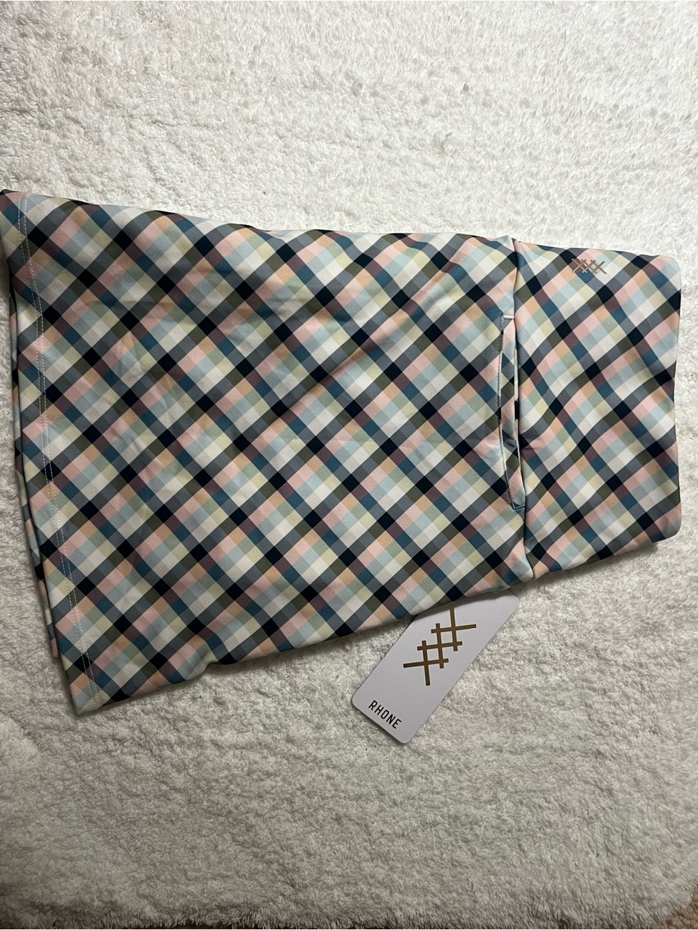 RHONE Pastel Gingham Performance Headband in Blue, Pink, Yellow, Cream